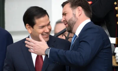 Secretary of State Marco Rubio, left, talks with Vice President JD Vance prior to the arrival of Saudi Arabia's Crown Prince Mohammed bin Salman at the White House on Nov. 18, 2025, in Washington.