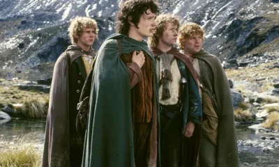 Dominic Monaghan, Elijah Wood, Billy Boyd and Sean Astin in the first Lord Of The Rings movie