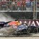 Gravel flies up as Red Bull's Max Verstappen crashes in qualifying for the Australian Grand Prix
