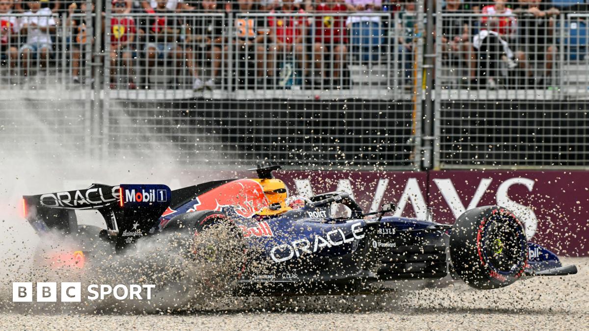 Gravel flies up as Red Bull's Max Verstappen crashes in qualifying for the Australian Grand Prix