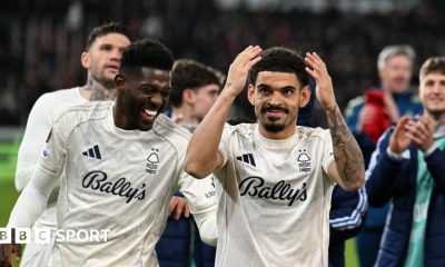 Nottingham Forest celebrate win in Europa League