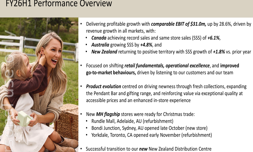 Michael Hill FY26H1 presentation: EBIT surges 28.6% on efficiency gains