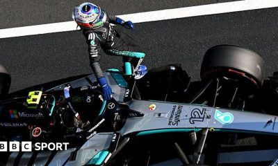 Kimi Antonelli celebrates pole position at the Chinese Grand Prix