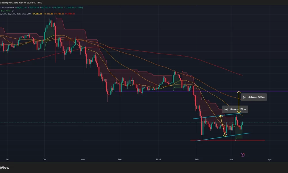 Bitcoin price has formed an ascending parallel channel pattern on the daily chart.