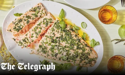 Baked side of salmon with roast lemon salsa verde recipe