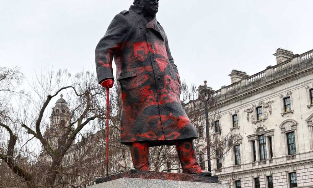 Churchill statue branded ‘zionist war criminal’ in Whitehall