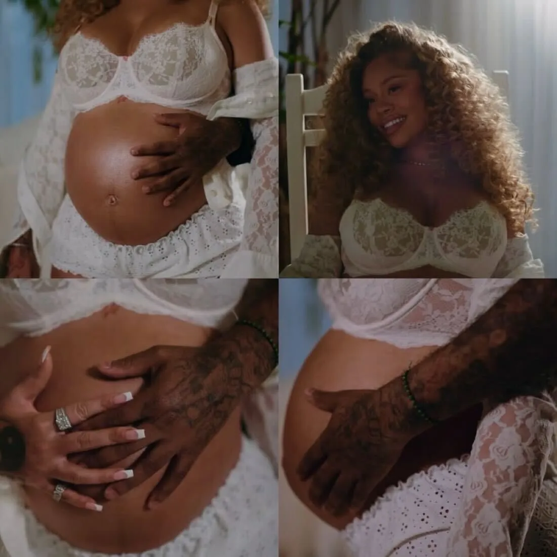Latto Debuts Baby Bump In White Lace Lingerie And Polka Dot Set In Business And Personal Intro Video