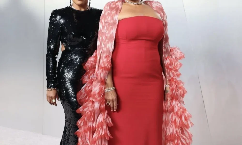 On The Scene At The Vanity Fair Oscars After Party Queen Latifah In Red Jean Louis Sabaji Kim Kardashian In Gold Gucci Kylie Jenner In Alexander McQueen And More
