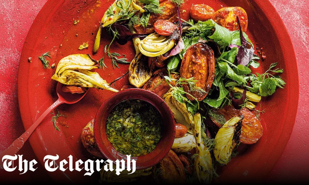 Salad of roast tomatoes and fennel with preserved lemon