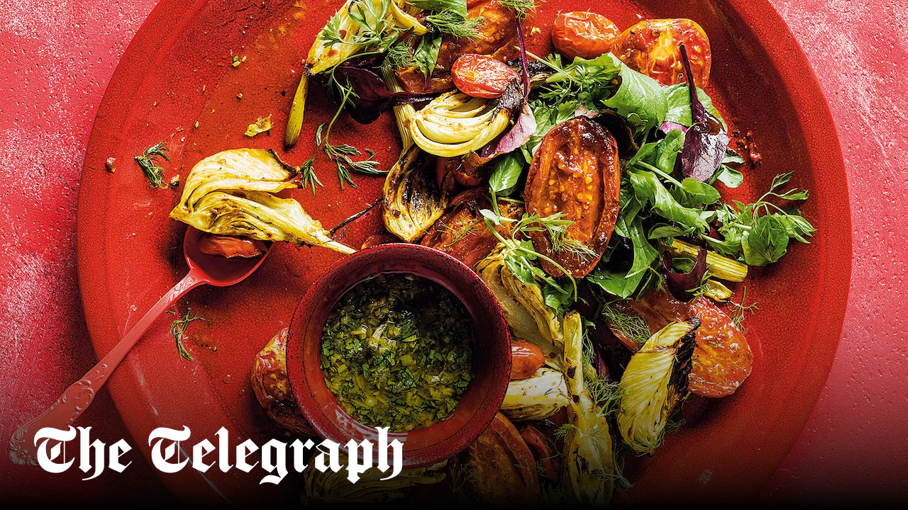 Salad of roast tomatoes and fennel with preserved lemon