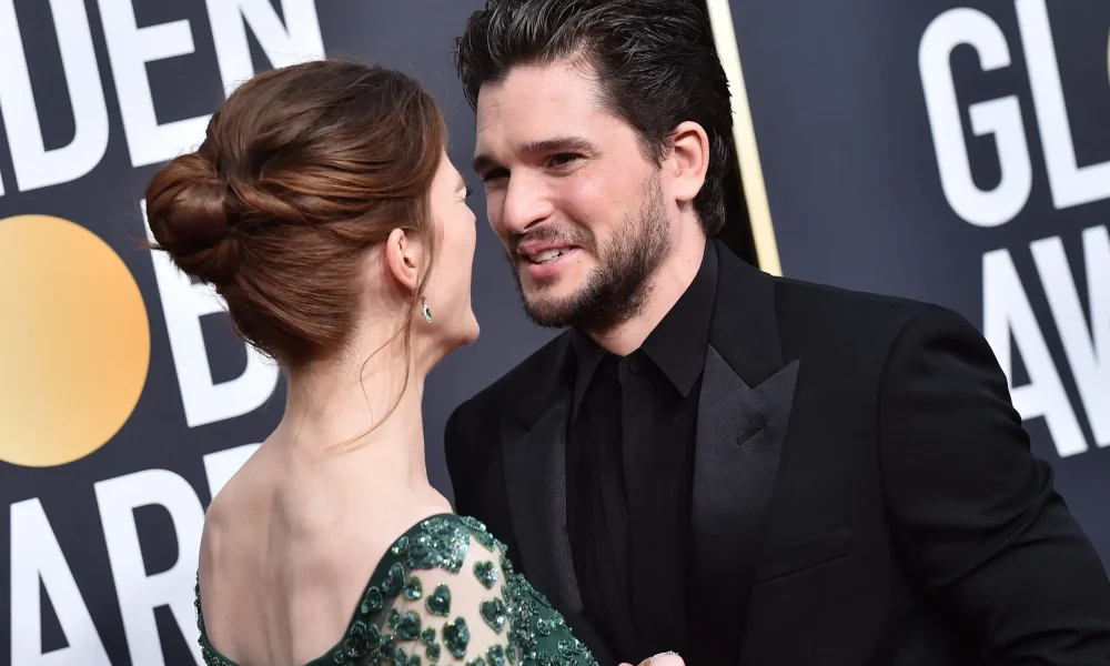 Rose Leslie and Kit Harington on the red carpet