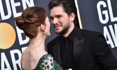 Rose Leslie and Kit Harington on the red carpet