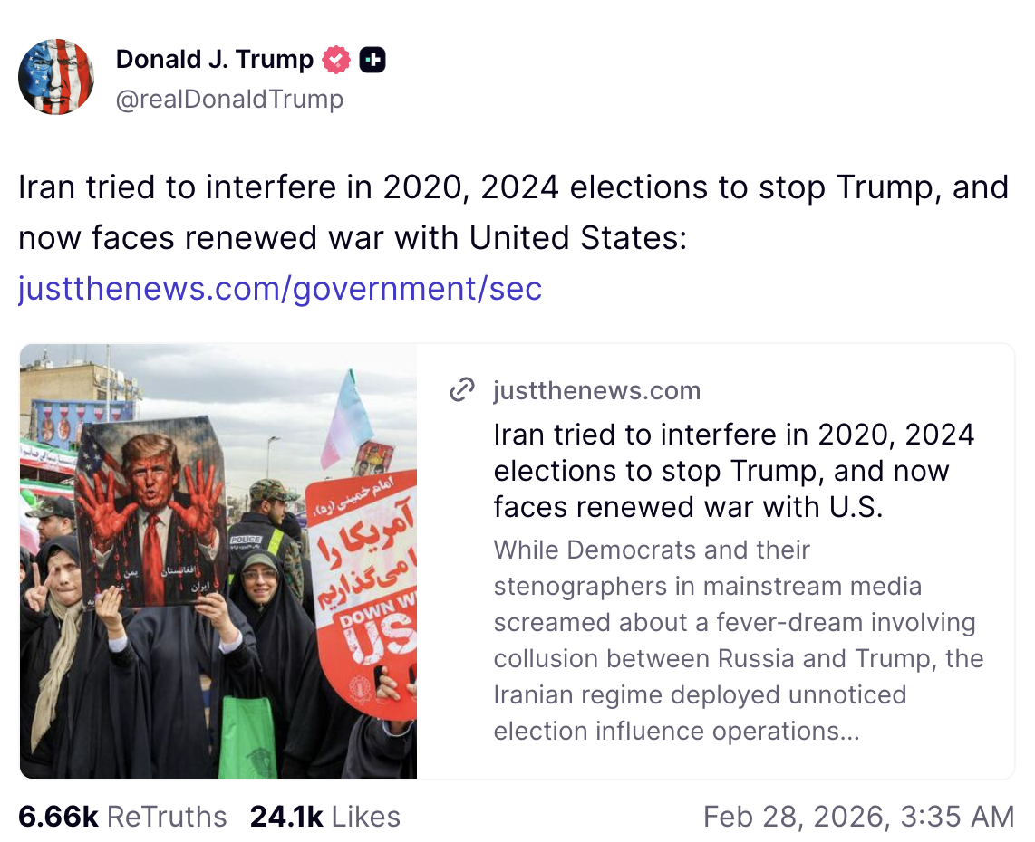 Trump documents meltdown over Iran war on Truth Social