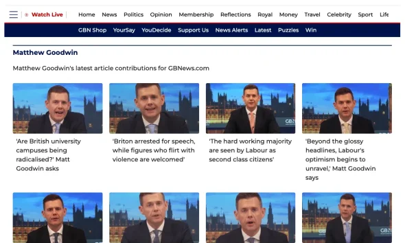 Reform 's Matt Goodwin on the receiving end of GB News laughter