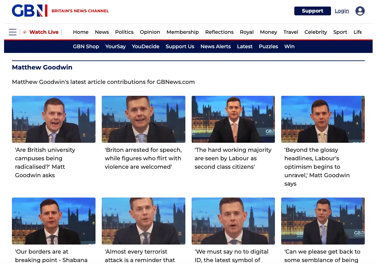 Reform 's Matt Goodwin on the receiving end of GB News laughter