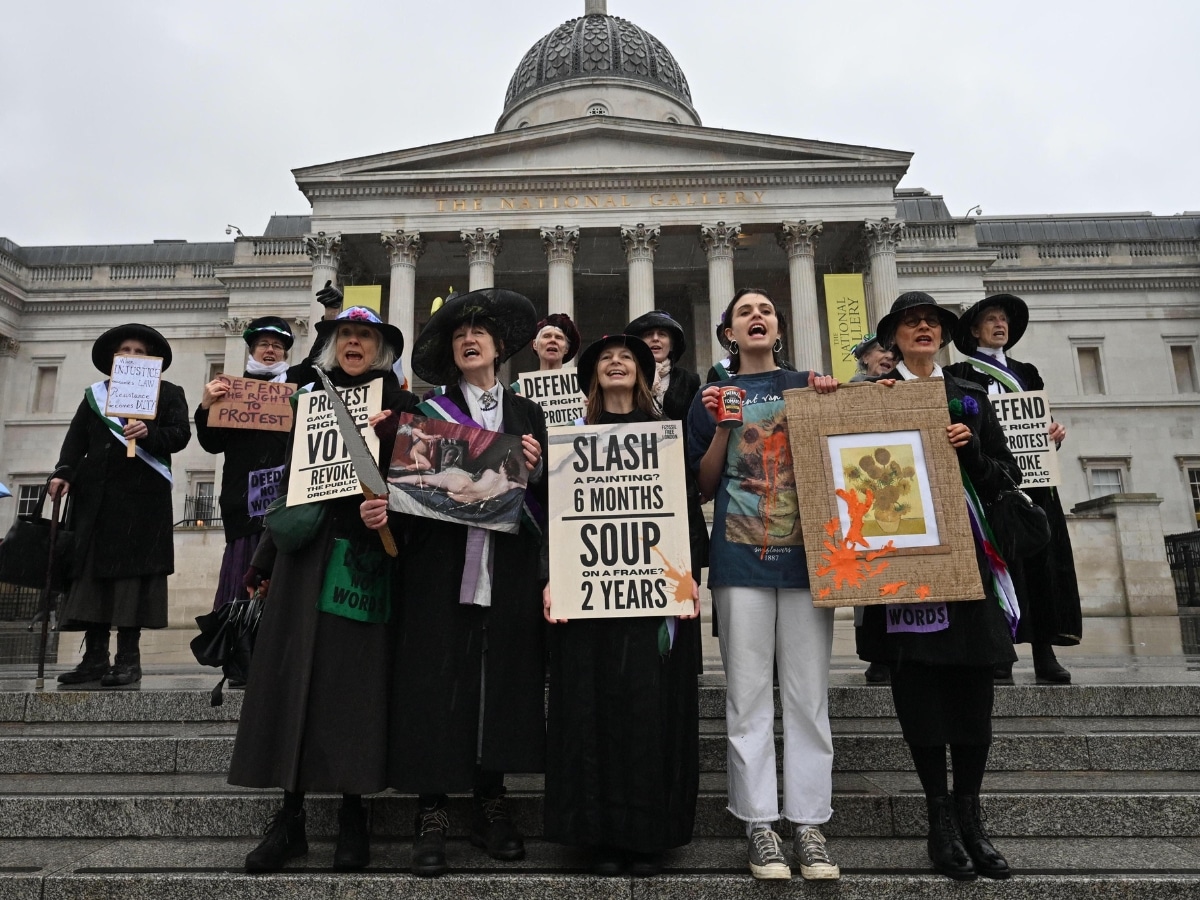 'Protest gave us the right to Vote' - Women’s Day suffragette stunt against anti-protest laws