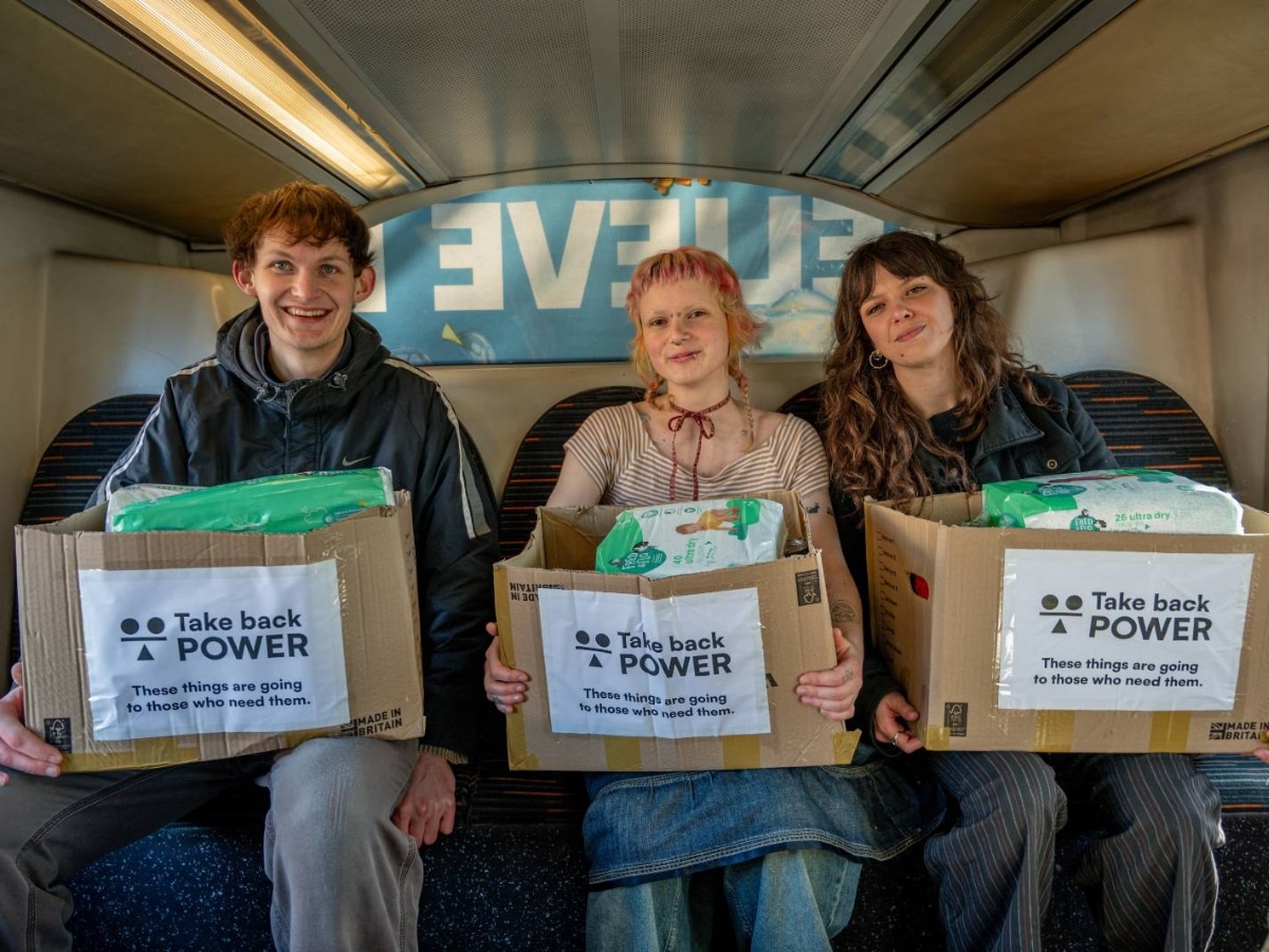 Take Back Power supporters redistribute food from supermarkets to foodbanks
