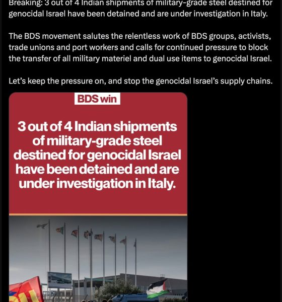 Israel's plan to get steel for weapons via India thwarted