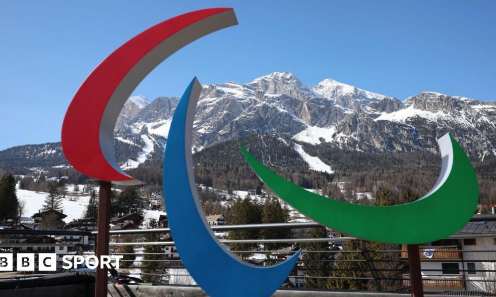 General view of the Paralympic logo in Cortina