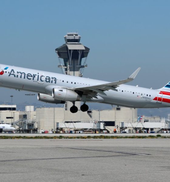 An American Airlines Airbus A321-200 plane takes off from Los Angeles International airport (LAX) in Los Angeles, California, U.S. March 28, 2018.