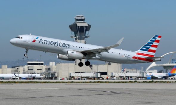 An American Airlines Airbus A321-200 plane takes off from Los Angeles International airport (LAX) in Los Angeles, California, U.S. March 28, 2018.