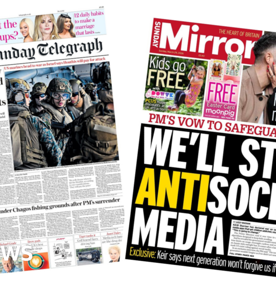 'US marines head to war' and 'We'll stop antisocial media'