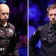 Barry Hawkins (left) and Jack Lisowski (right) in black snooker attire