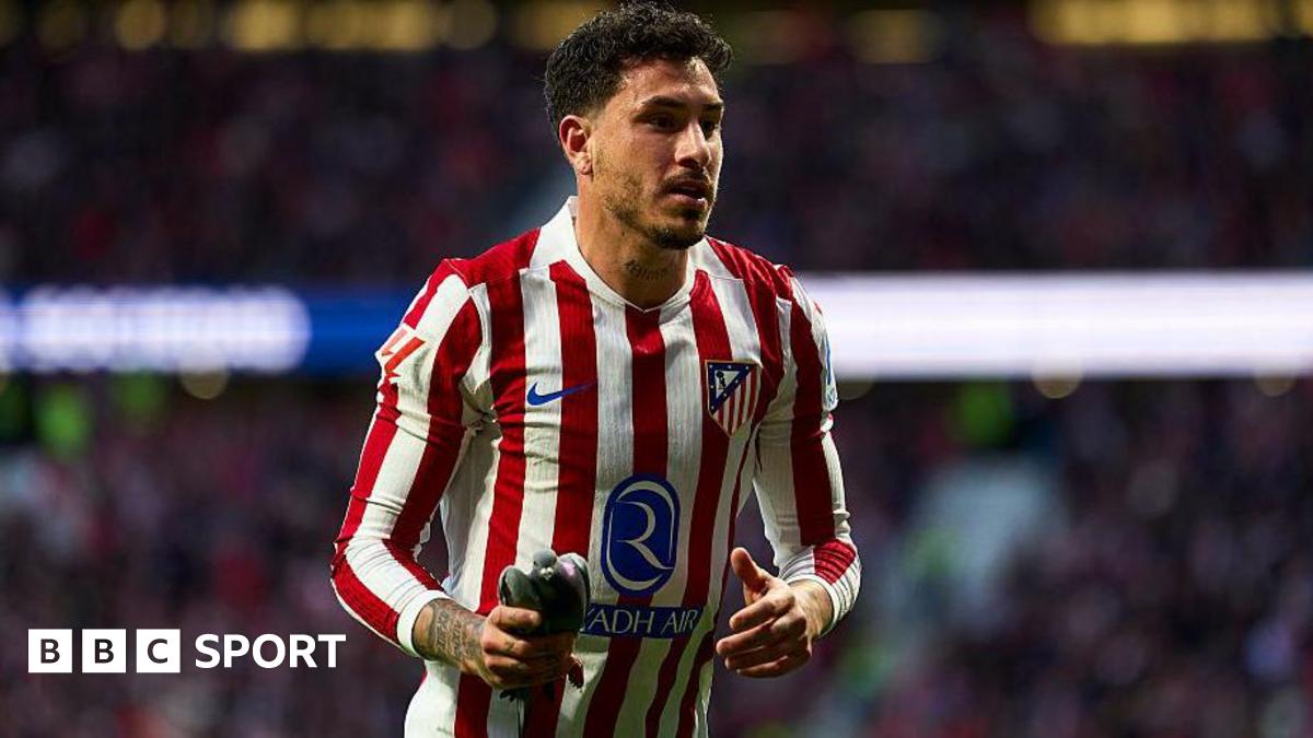 Jose Gimenez of Atletico Madrid takes a pigeon of the pitch during the La Liga match between Atletico de Madrid and Real Sociedad