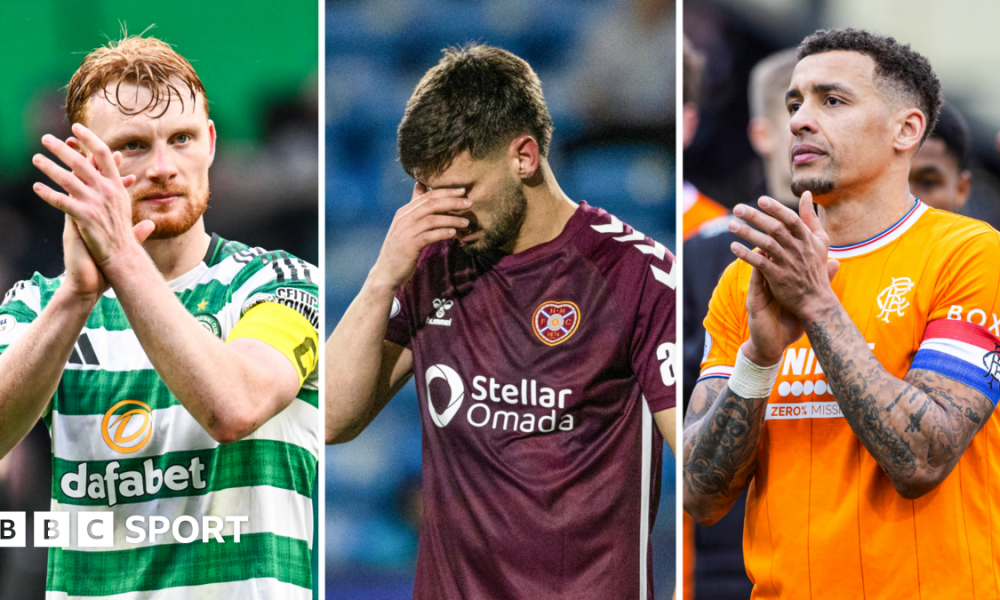 Celtic defender Liam Scales, Hearts striker Claudio Braga and Rangers captain James Tavernier