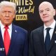 US President Donald Trump and Fifa president Gianni Infantino stand next to each other