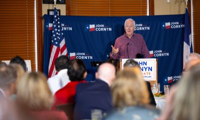 Sen. John Cornyn (R-Texas) speaks during a campaign stop in The Woodlands on Feb. 28, 2026.