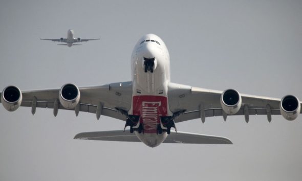 An Emirates Airline Airbus A380-800 plane takes off from Dubai International Airport in Dubai, United Arab Emirates February 15, 2019.