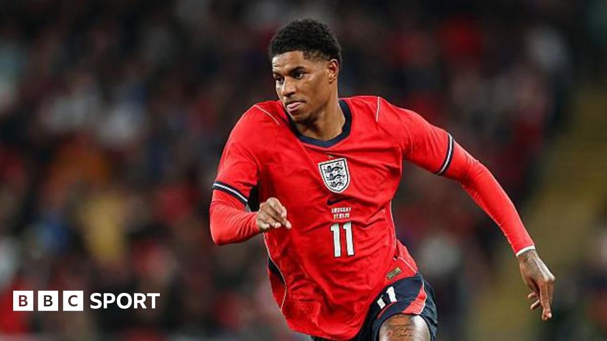 Marcus Rashford at Wembley in England's friendly against Uruguay