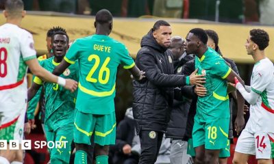 Senegal's players react to a decision during the 2025 Afcon final against Morocco
