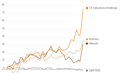 Fertilizer Stocks Jump With Shipments Stuck at the Strait of Hormuz