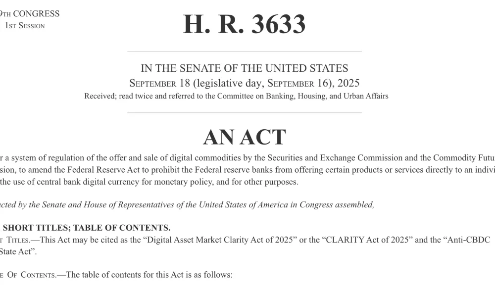 The CLARITY Act. Source: US Congress
