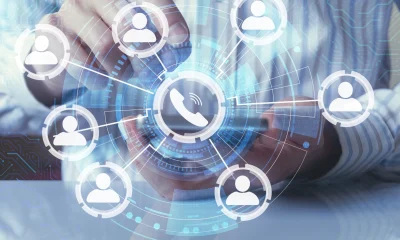 online meetings, smart phone video calling concept, using video meeting online app, businessman holding phone and touching screen