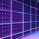Mining Farm Interior. Racks Of CPU And Motherboard With Neon Lighting
