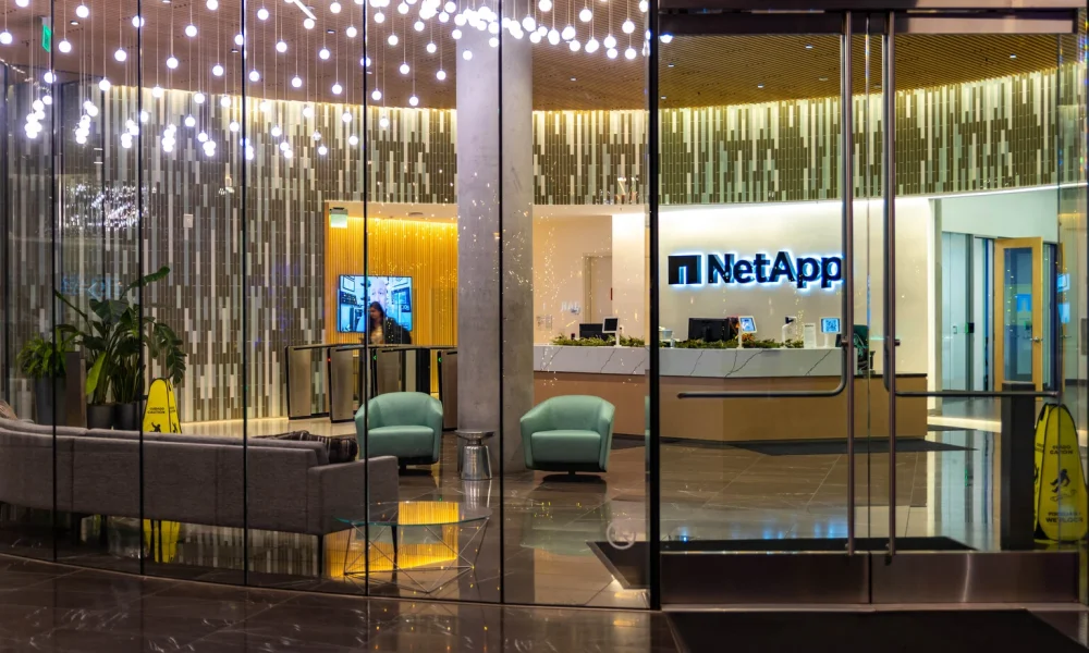 NetApp Building at Night in Santana Row San Jose