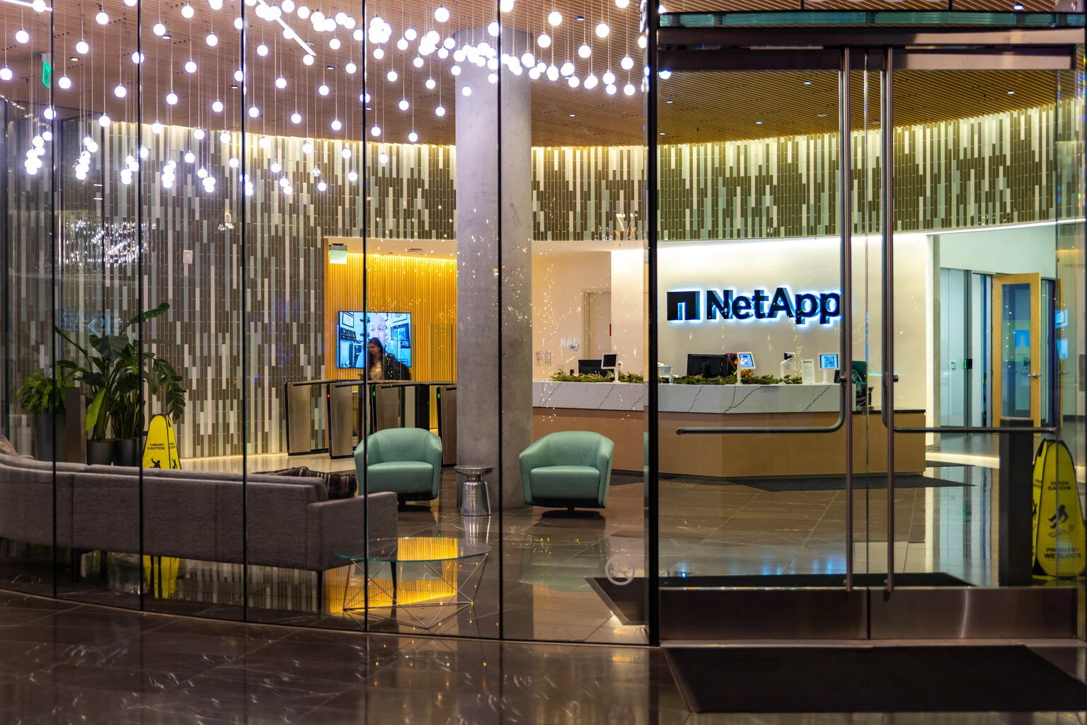 NetApp Building at Night in Santana Row San Jose