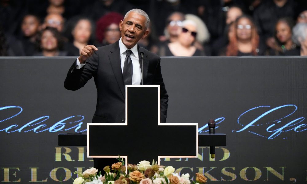 Former President Barack Obama speaks during final public tribute to the late Rev. Jesse Jackson