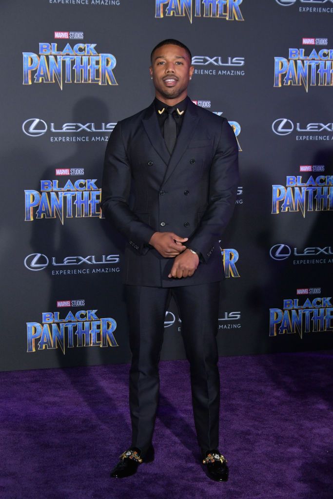 Michael B. Jordan at the premiere of "Black Panther" at Dolby Theatre on Jan. 29, 2018, in Hollywood, California.