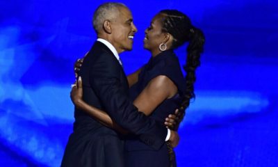 Michele Obama and Barack Obama at the 2024 Democratic National Convention