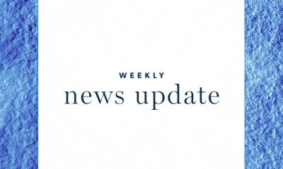graphic reading "Weekly News Update" with blue paper in background
