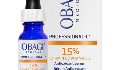 blue bottle and box reading Obagi Medical Professional C 15% Vitamin C treatment