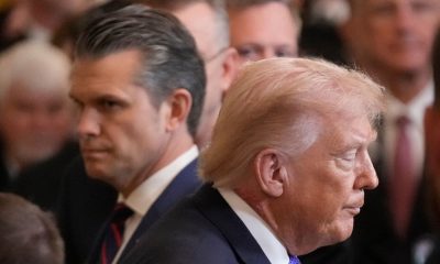 President Donald Trump and Defence Secretary Pete Hegseth. Pic: AP