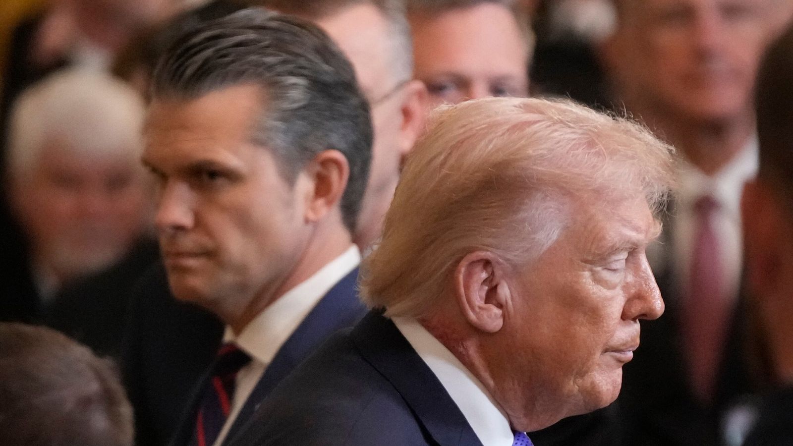 President Donald Trump and Defence Secretary Pete Hegseth. Pic: AP