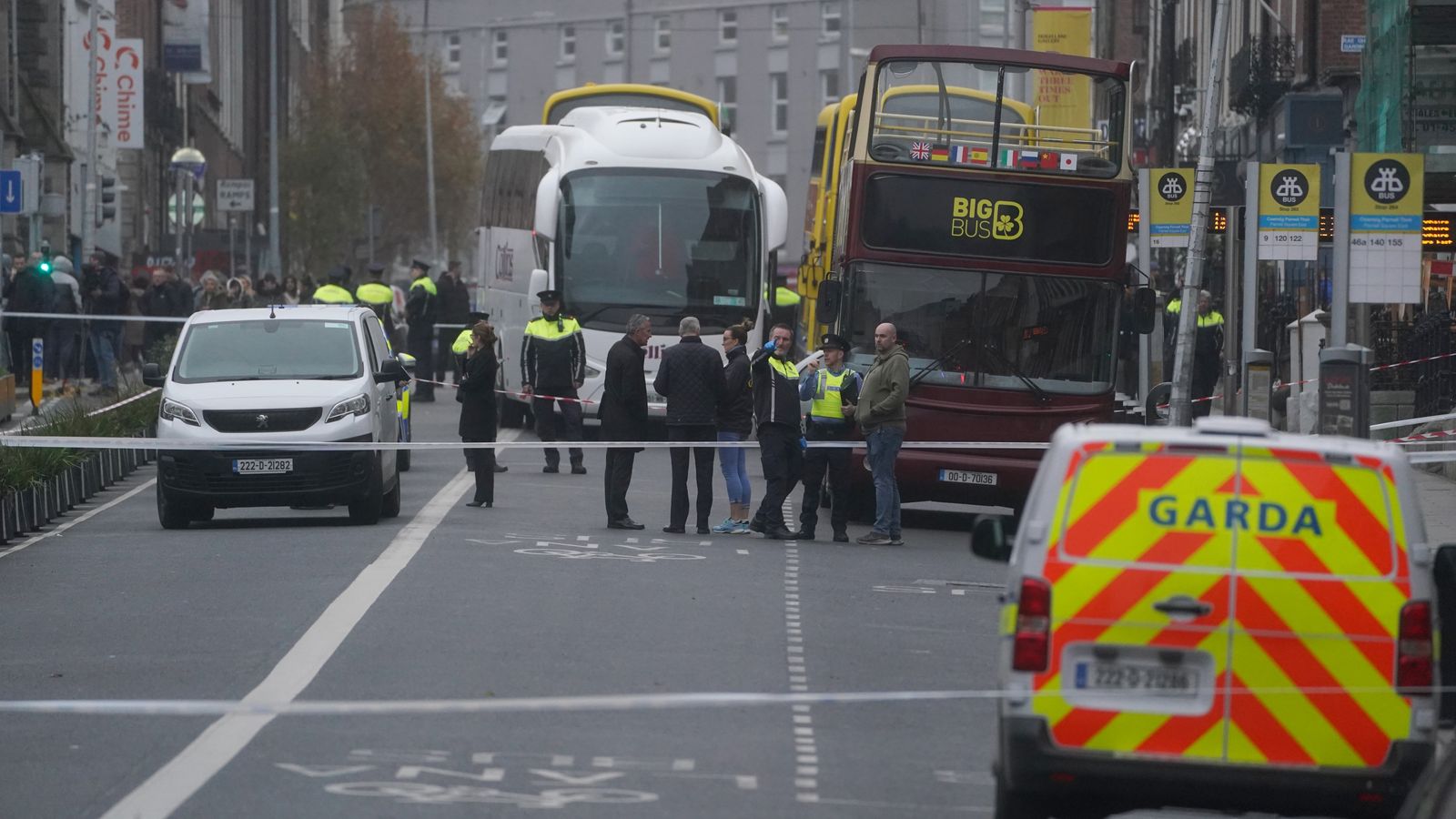 Police at the scene of the attacks in Dublin in November 2023. Pic: PA