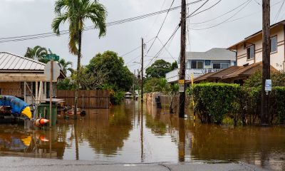 Flooded streets in Haleiwa, Hawaii on Friday. Pic: AP