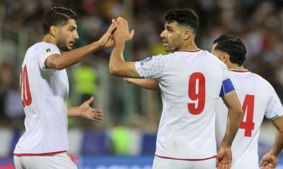 Players celebrate a goal during Iran's World Cup Asian Qualifiers game. File pic: Reuters